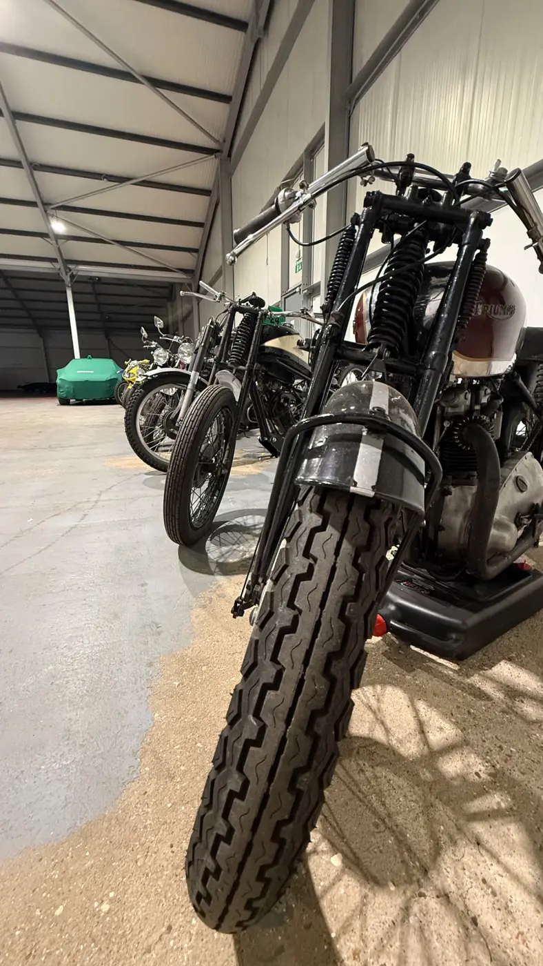 Classic motorcycles stored inside the facility